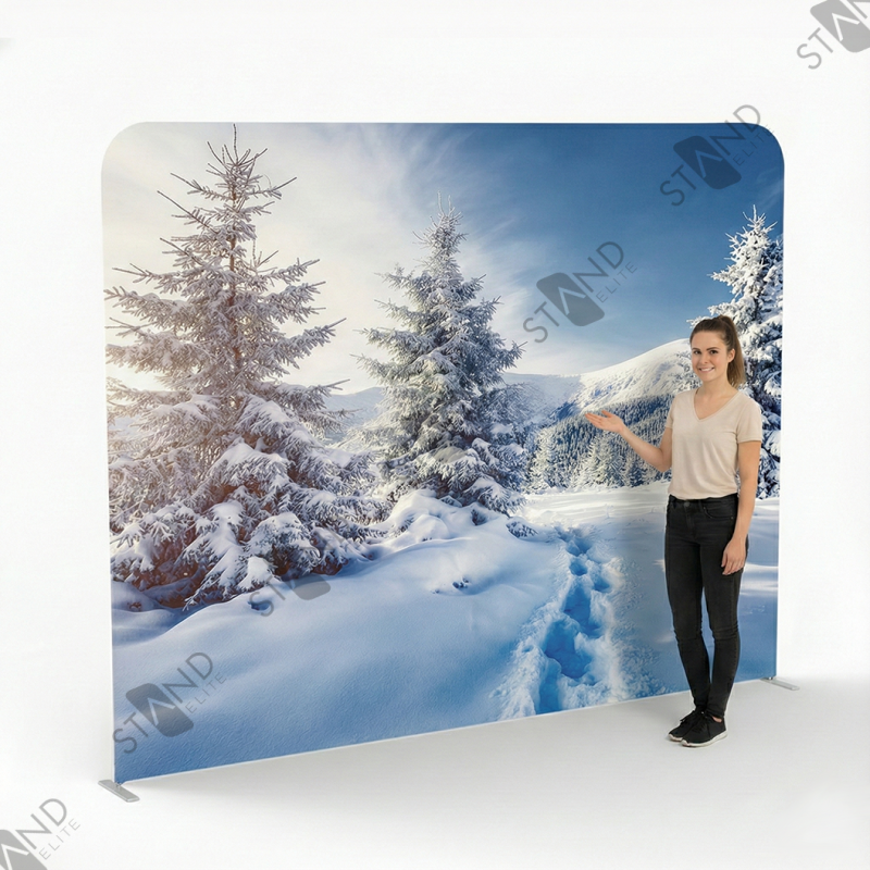 "Snowy Forest" Backdrop - Winter Theme Display - Standelite