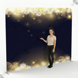 Winter Theme Backdrop 8ft (2.4m) - Standelite - Golden Snowflakes on Midnight Blue