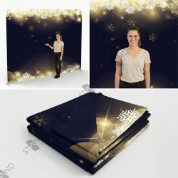 Golden Snowflakes 8ft Backdrop - Corporate Winter Decor - Standelite