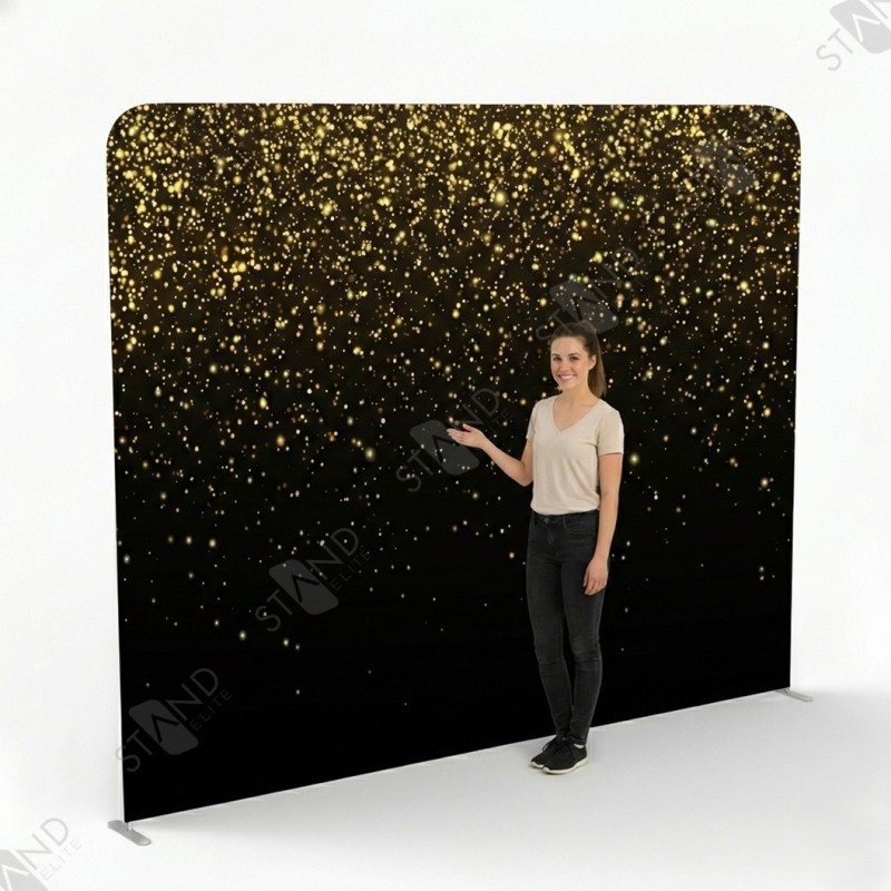 Professional 8ft Gold Glitter Backdrop - Standelite Tension Stand