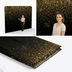 Photocall Luxe Noir et Or 2.4m - Stand Tubulaire Standelite