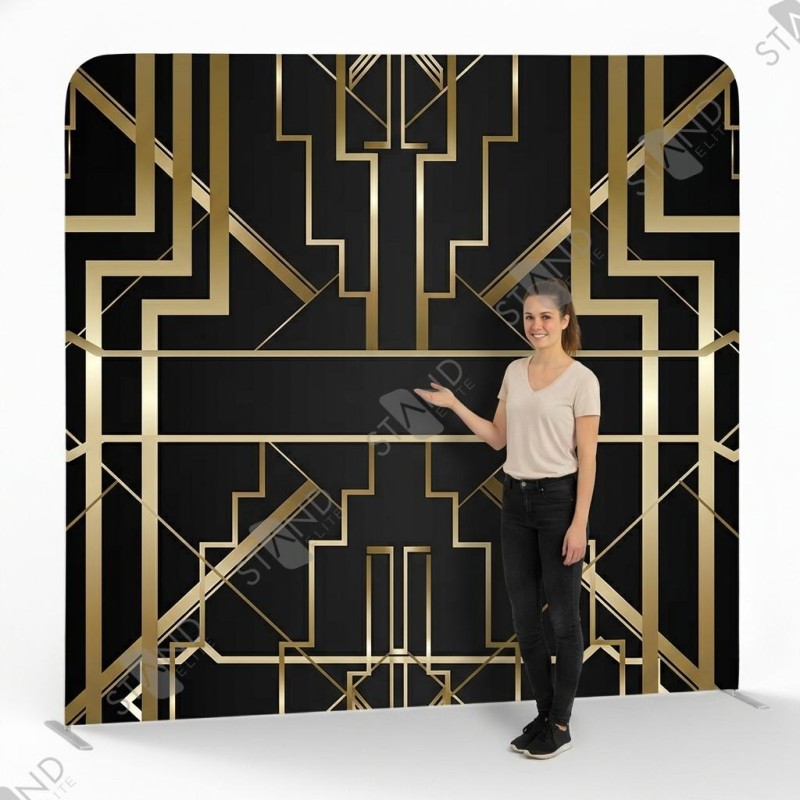 Backdrop Art Déco Luxe Noir & Or pour Événement - Standelite