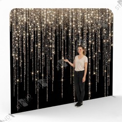 Backdrop Paillettes Or & Noir Luxe - Stand d'Exposition Standelite