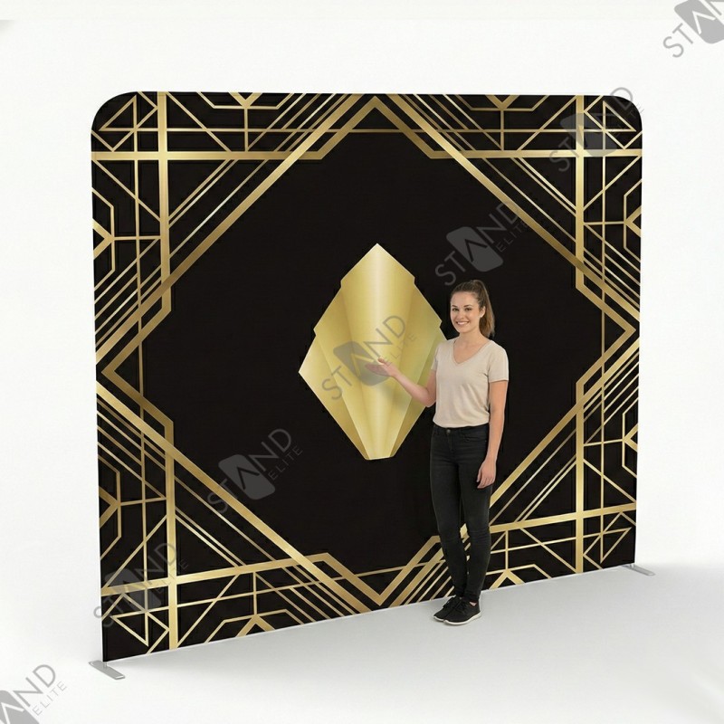 Professional Art Deco Backdrop - Black & Gold for Events - Standelite