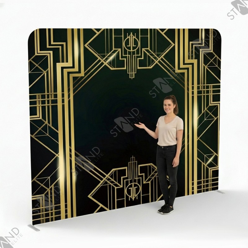 Backdrop Art Déco Gatsby - Fond de Scène Luxe Noir et Or - Standelite