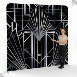 Backdrop Art Déco Noir et Argent - Fond Photo Thème Gatsby Pro