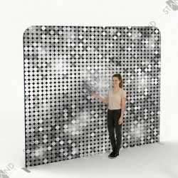 Backdrop Paillettes Argent Pro - Mur d'Image Tissu Standelite