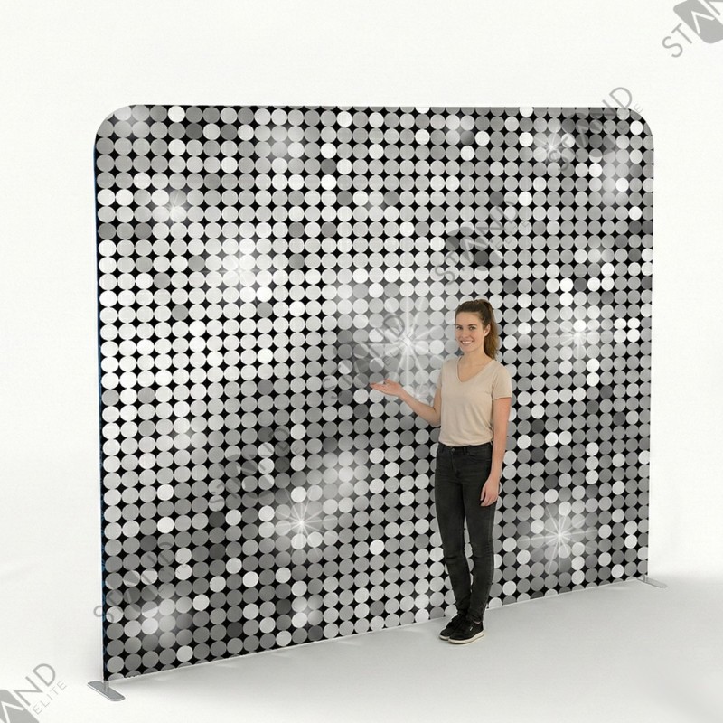 Professional Silver Sequin Backdrop - Standelite Tension Fabric Wall