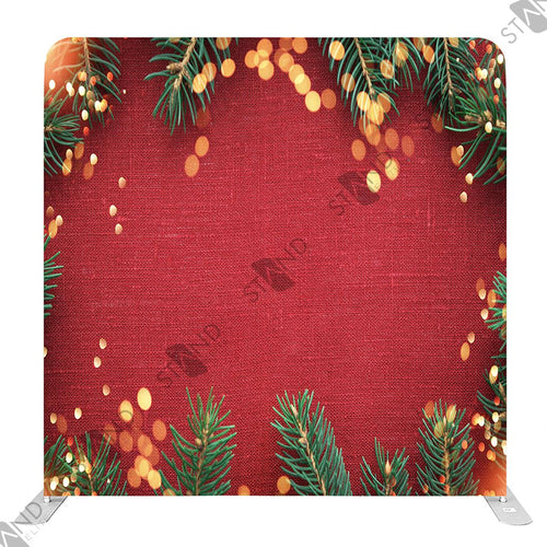 8ft Christmas Tension Fabric Backdrop - Red & Pine Design - Standelite