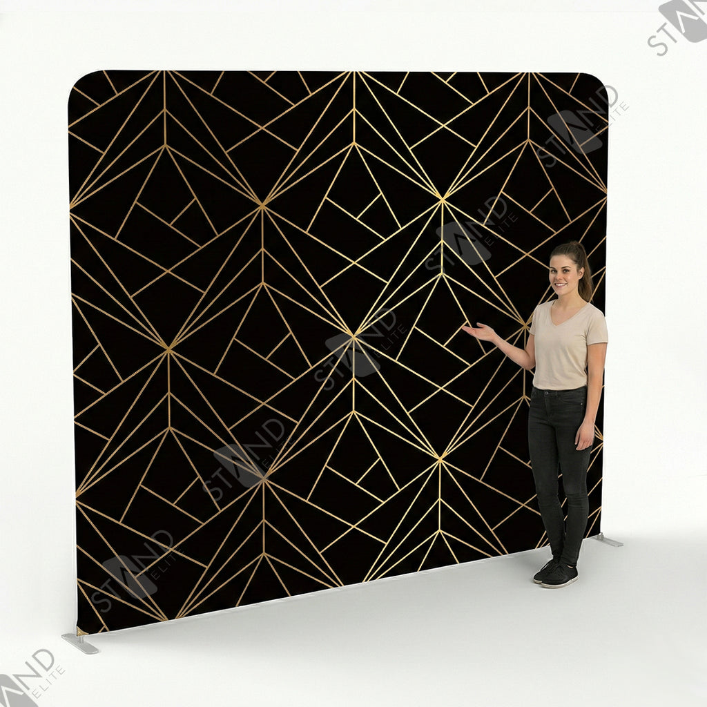 Backdrop Art Déco Noir et Or - Stand Professionnel Événementiel Standelite