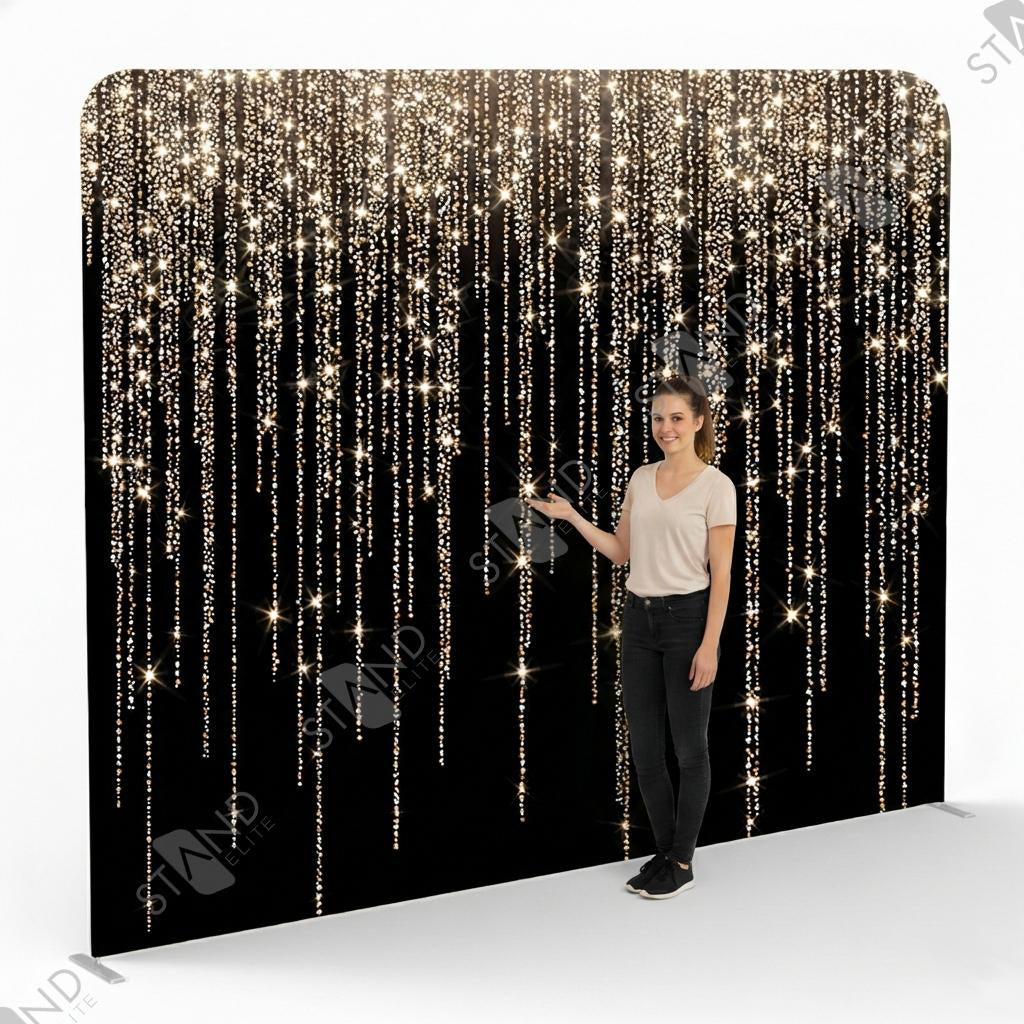 Backdrop Standelite Paillettes Or - Mur d'Image Luxe Noir & Doré