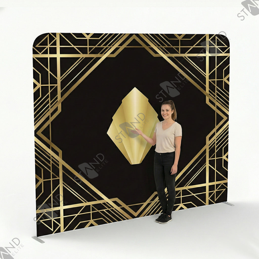 Backdrop Art Déco Noir et Or - Stand de Scène Professionnel - Standelite