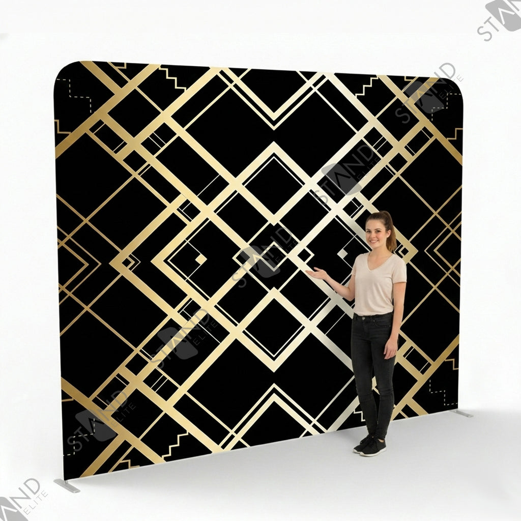 Backdrop Art Déco Noir et Or - Stand Gatsby Événementiel - Standelite