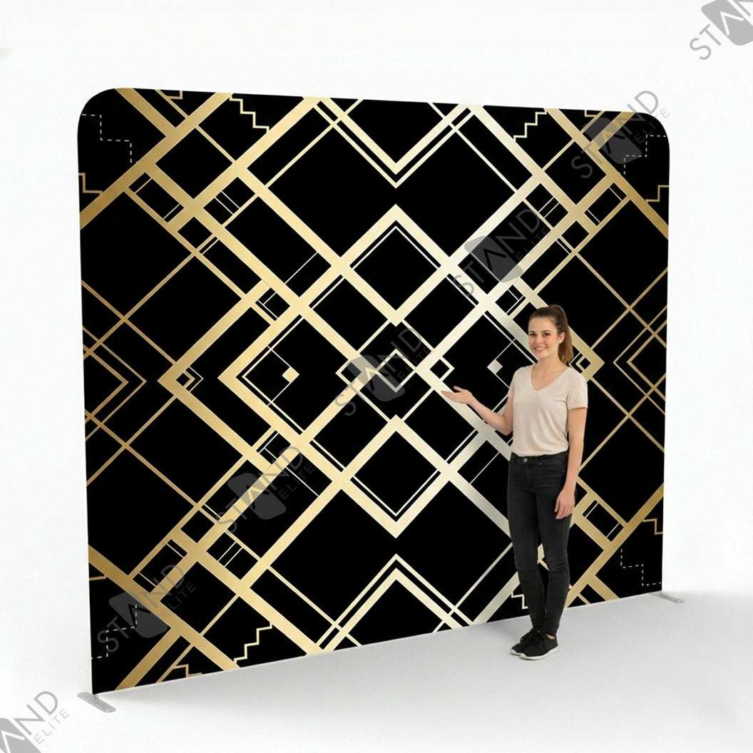 Backdrop Art Déco Noir et Or - Stand Gatsby Événementiel - Standelite