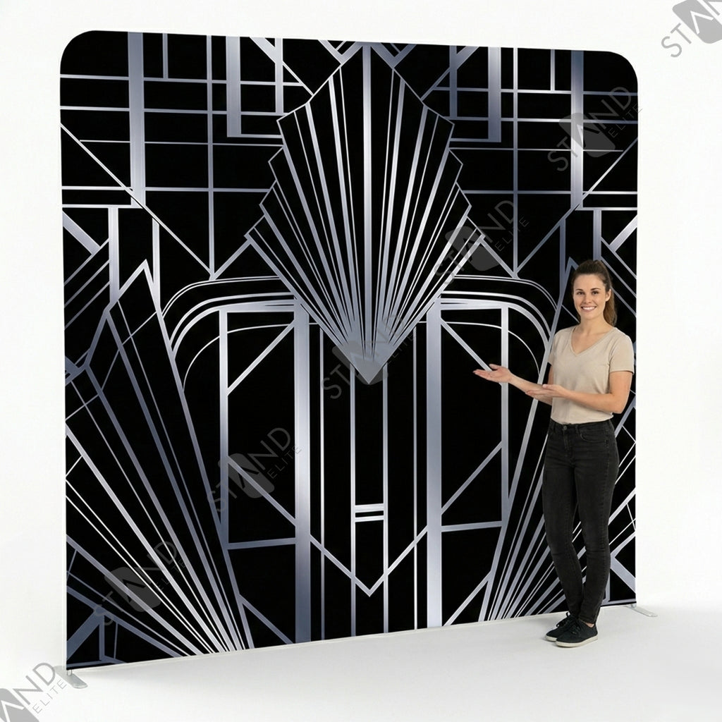 Backdrop Art Déco Noir & Argent - Stand Mur d'Image - Standelite
