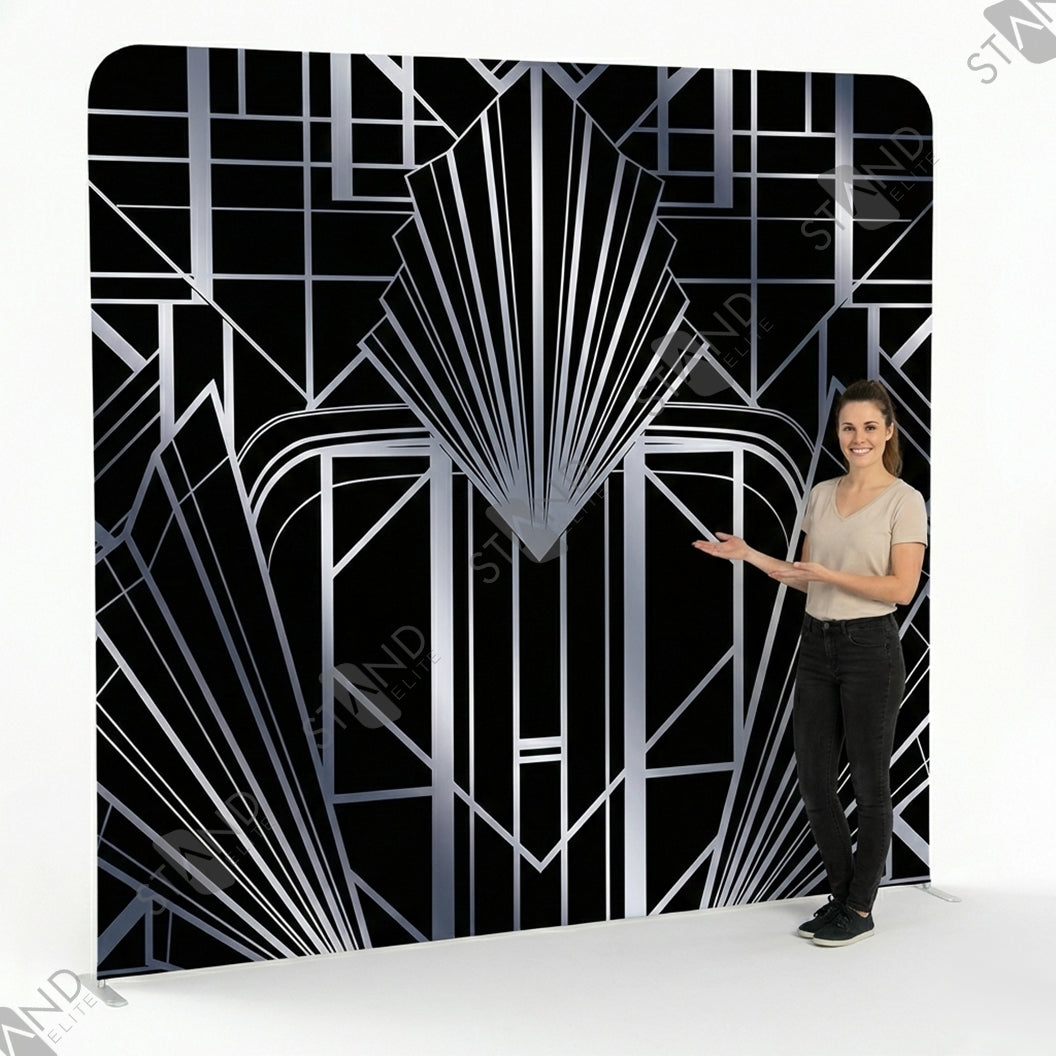 Backdrop Art Déco Noir & Argent - Stand Mur d'Image - Standelite