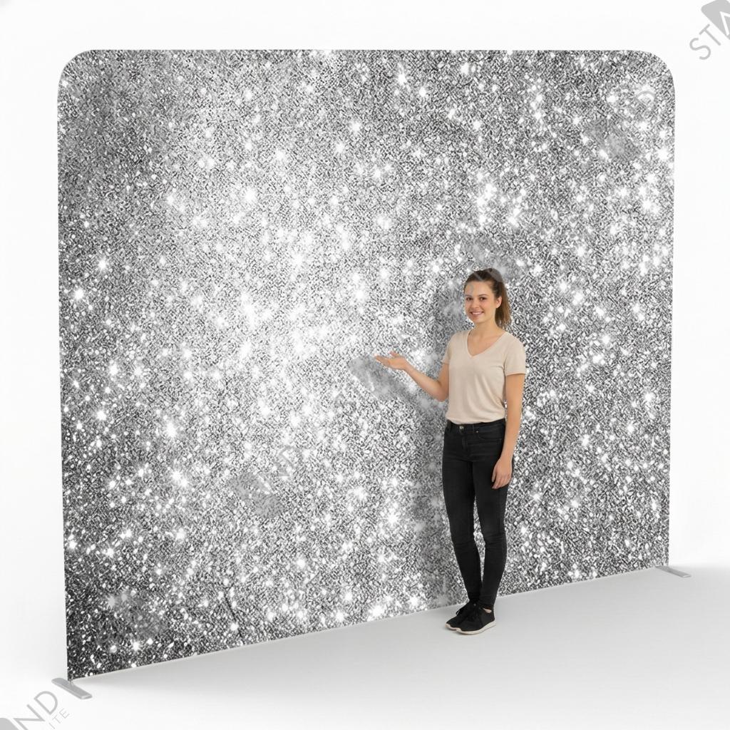 Backdrop Tissu Tendu Effet Paillettes Argentées - Standelite