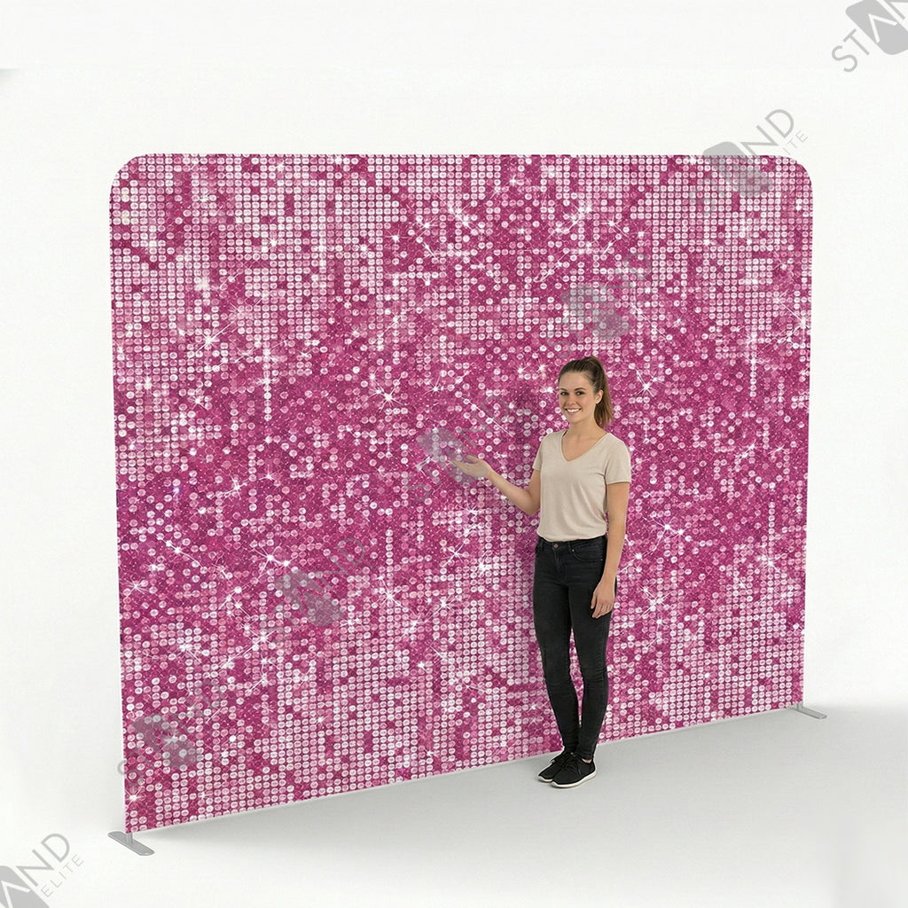 Backdrop Tissu Tendu Paillettes Rose Fuchsia - Standelite