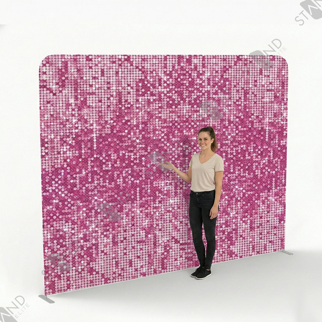 Backdrop Tissu Tendu Paillettes Rose Fuchsia - Standelite