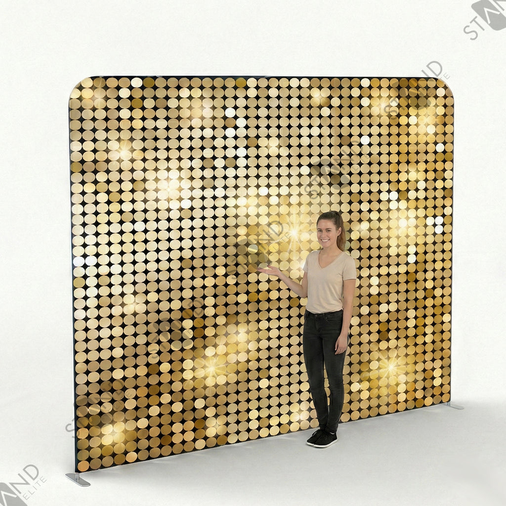 Backdrop Scintillant Paillettes Or - Mur d'image Événementiel - Standelite