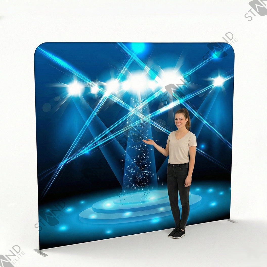 Mur d'image Backdrop Scène Projecteurs Bleus 2,4m - Standelite