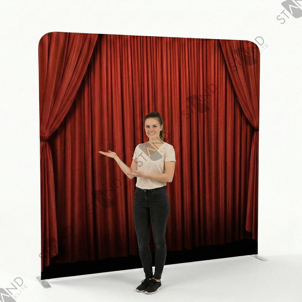 Mur d'image 8ft Rideau Rouge - Backdrop Textile Premium - Standelite