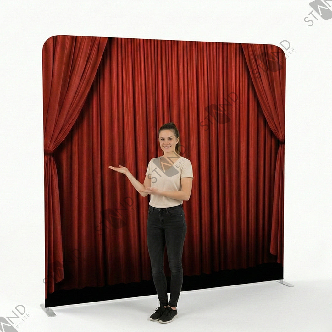 Mur d'image 8ft Rideau Rouge - Backdrop Textile Premium - Standelite