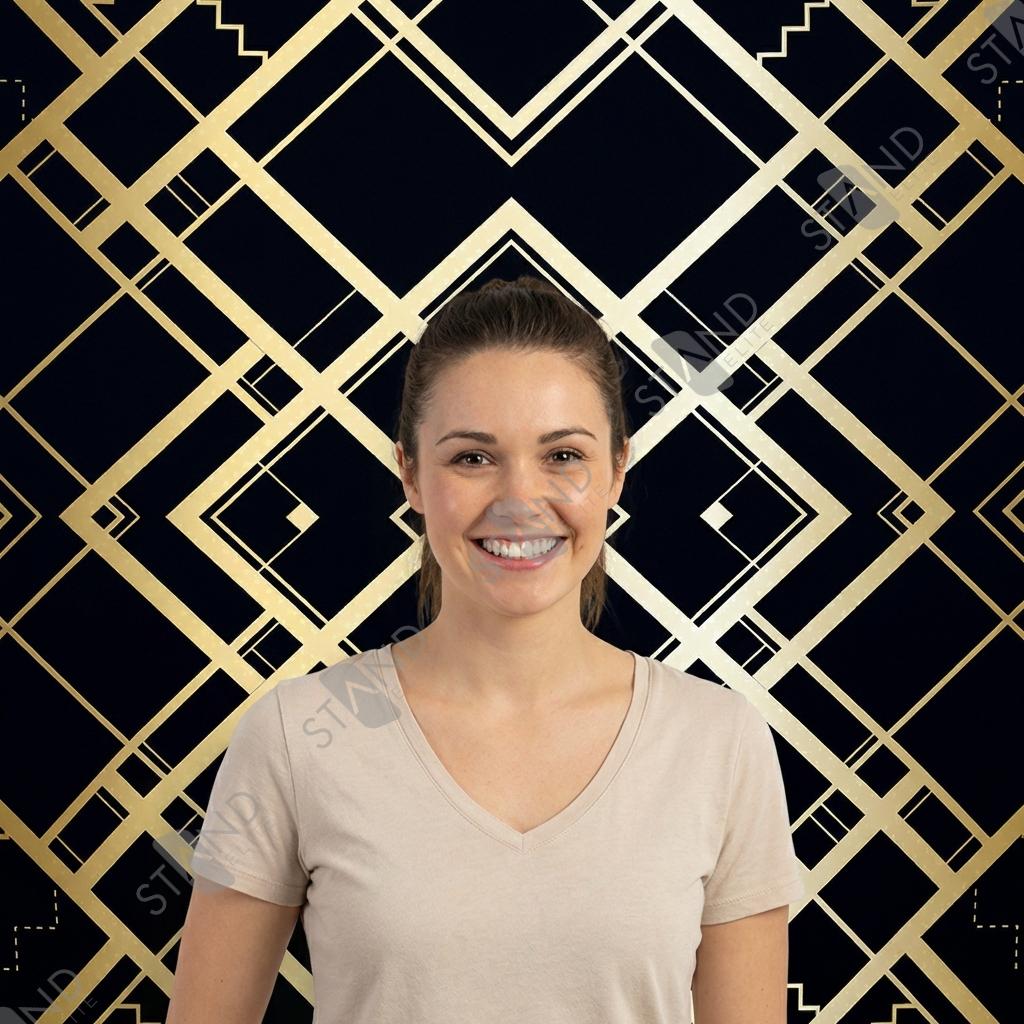 Backdrop Art Déco Noir et Or - Stand Gatsby Événementiel - Standelite