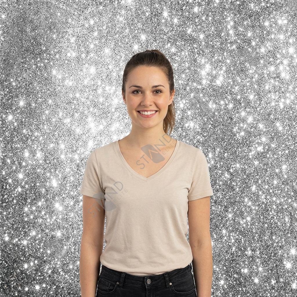 Backdrop Tissu Tendu Effet Paillettes Argentées - Standelite