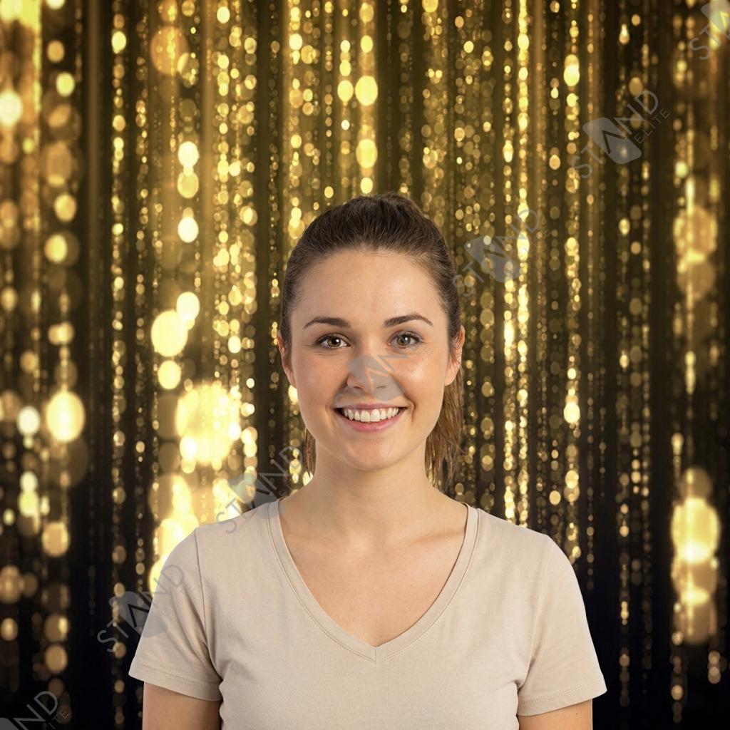 Backdrop Tissu Tendu Paillettes Or - Stand Scénique - Standelite