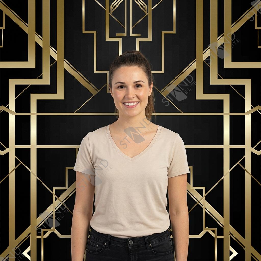 Art Deco Gatsby Black & Gold Backdrop - Exhibition Display Standelite