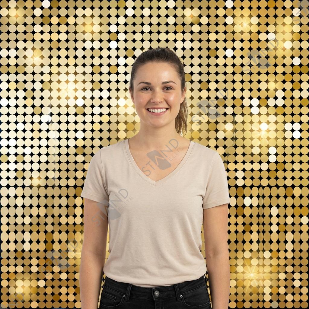 Backdrop Scintillant Paillettes Or - Mur d'image Événementiel - Standelite
