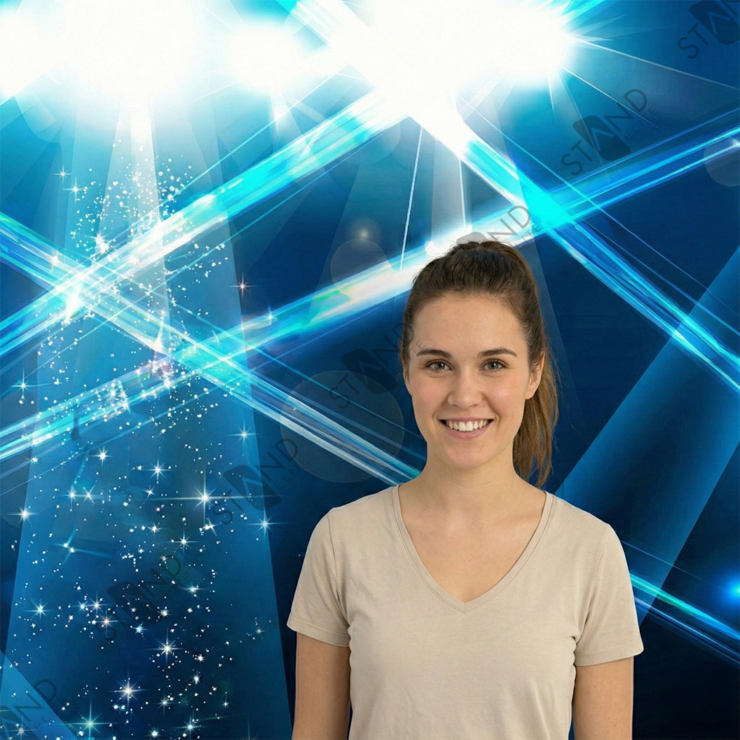 Mur d'image Backdrop Scène Projecteurs Bleus 2,4m - Standelite